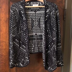 Velvet by Graham & Spencer Black & White Open-Front Knit Cardigan